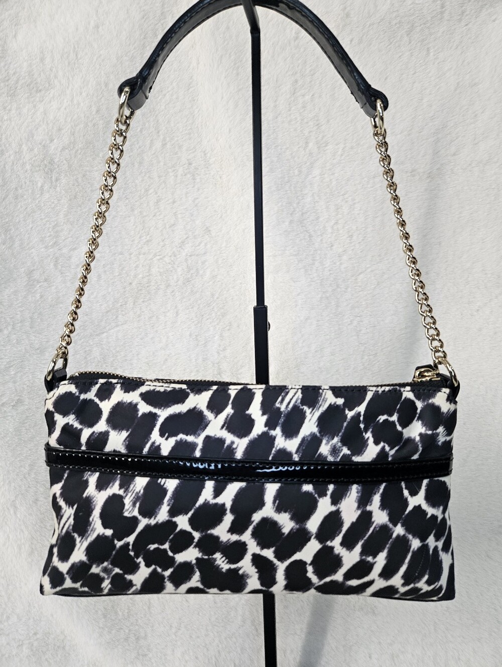 kate spade Black and White Leopard Print Shoulder Bag with Bow - Picture 4 of 10